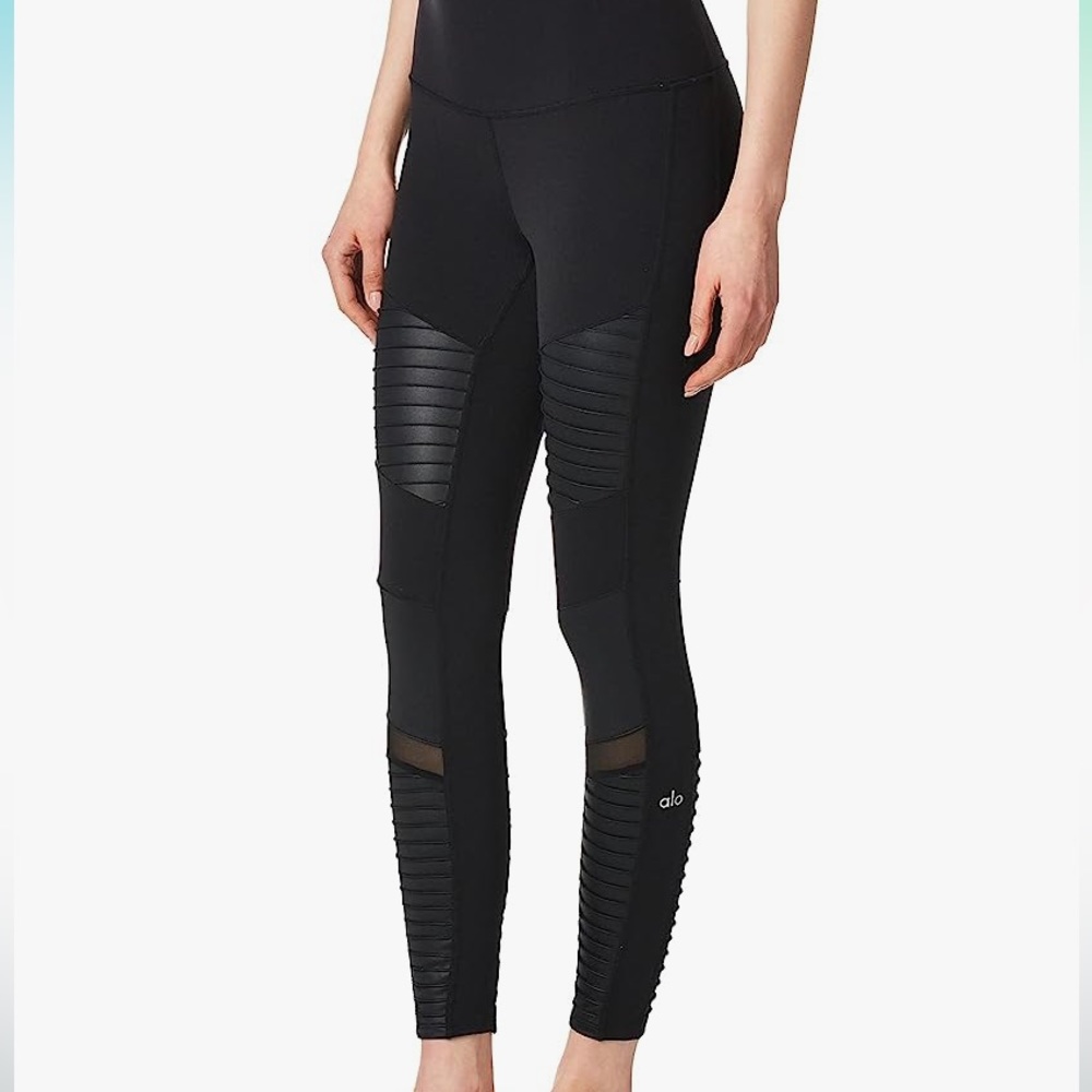 Alo Yoga Women's Mid Waist Black Moto Leggings Size S